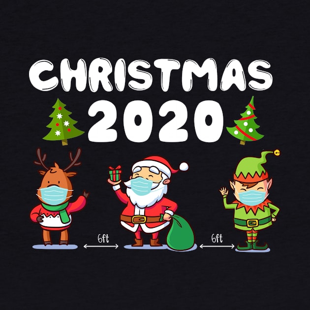 Santa Wearing Mask Elf Reindeer Pine Tree Quarantine Christmas 2020 by mittievance